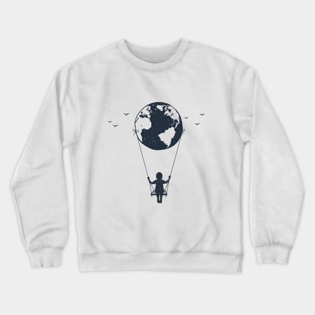 Earth, Girl On A Swing. Creative Illustration Crewneck Sweatshirt by SlothAstronaut